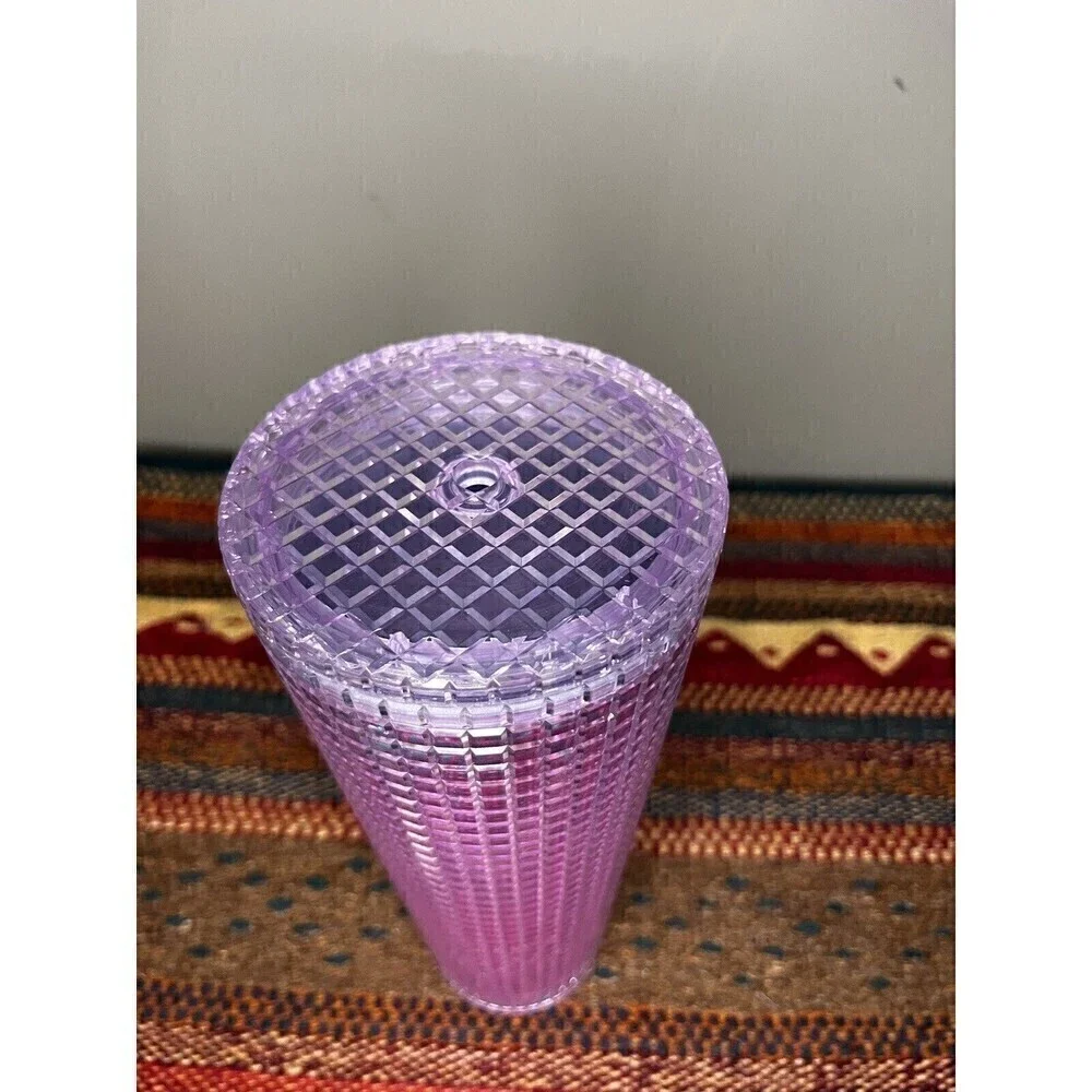 Starbucks Summer 2021 Ombre Blue Pink Grid 24oz Venti Tumbler Cold Cup NO STRAW